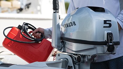 Back view of a BF5 outboard 